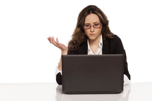 woman struggling navigating on a website 