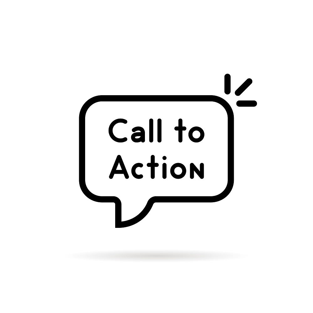Black thin line call to action concept.