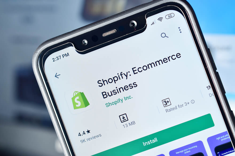 Shopify app on the install and download page on the Google store