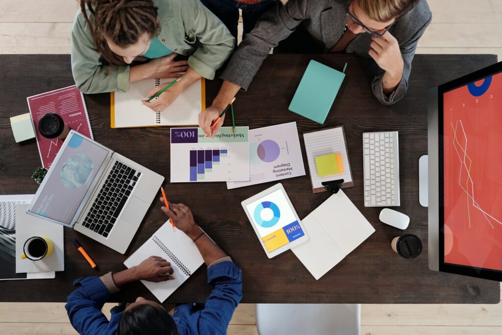 a digital marketing team in a meeting