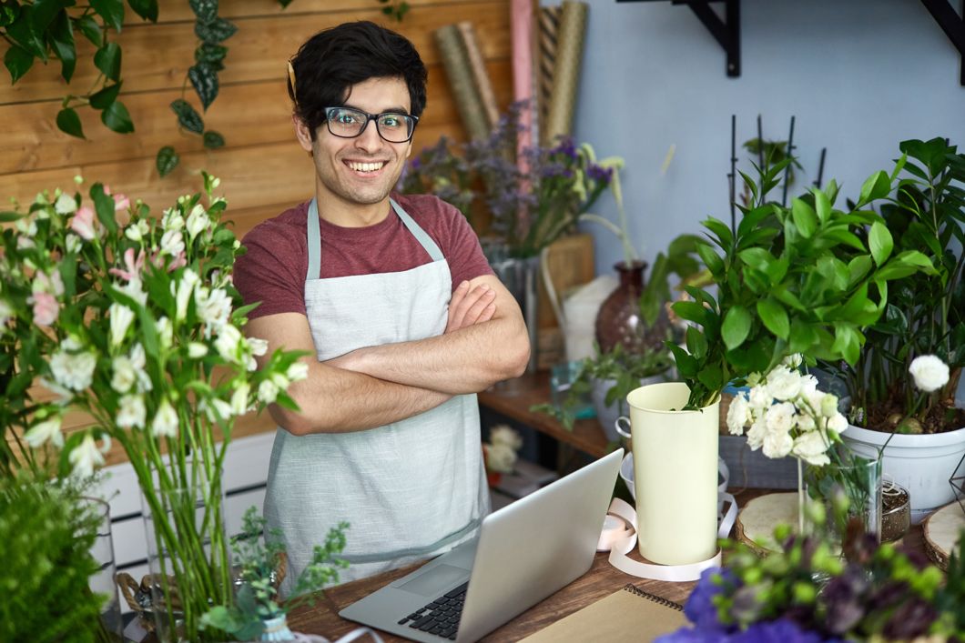 businessman who owns a flower shop