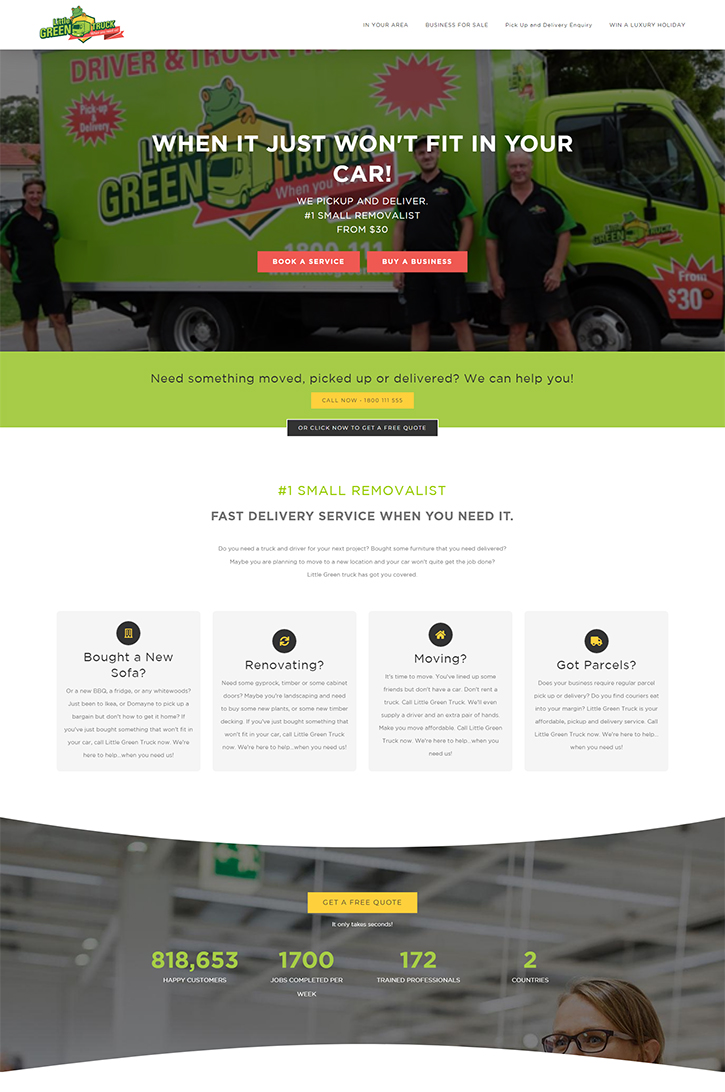 image of Little Green Truck's website