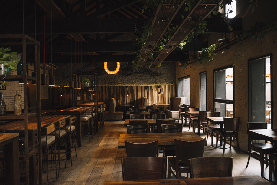 wooden interior of a restaurant