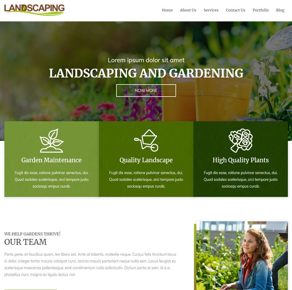 sample website design for Landscaping and Gardening