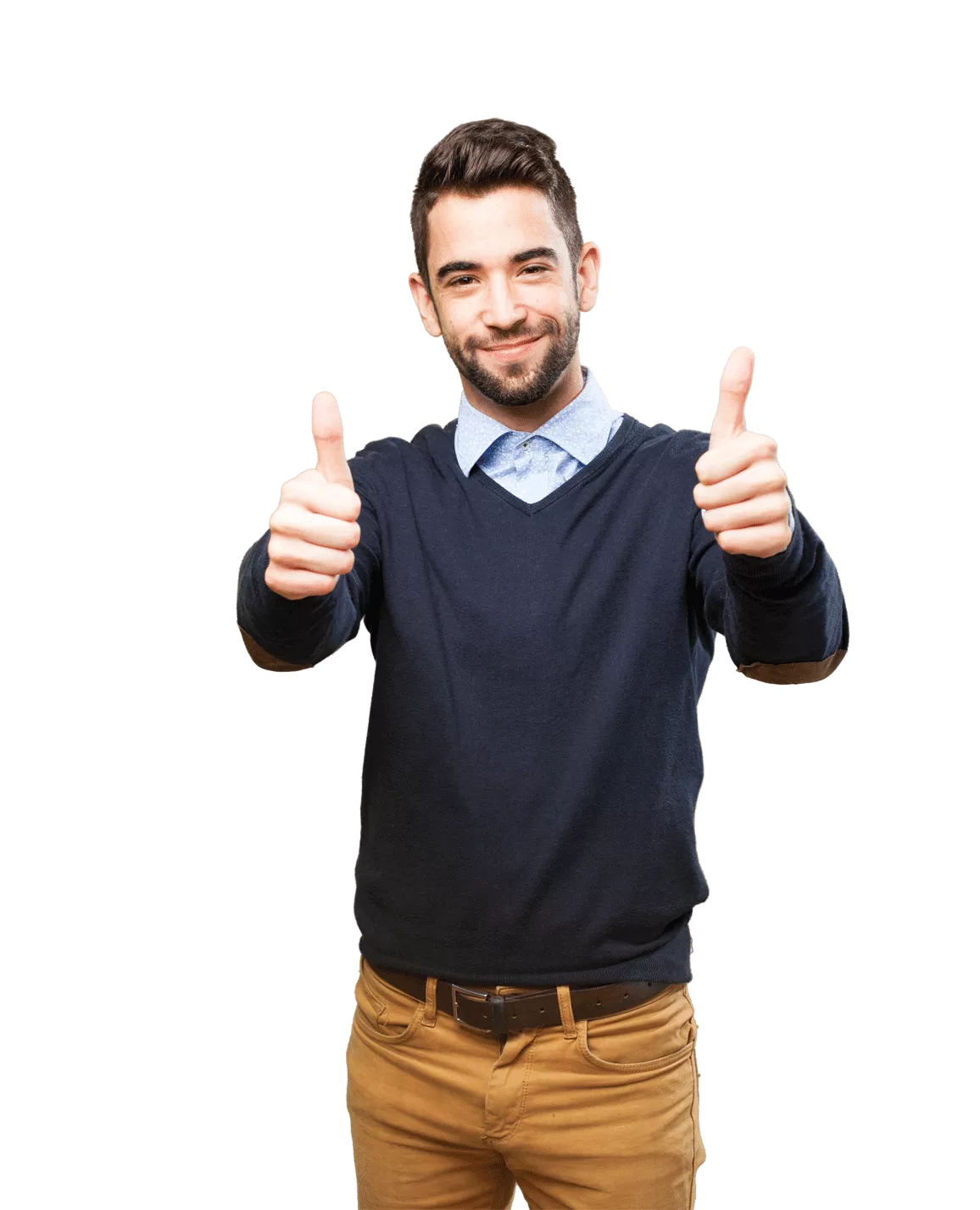 man doing a thumbs-up while smiling