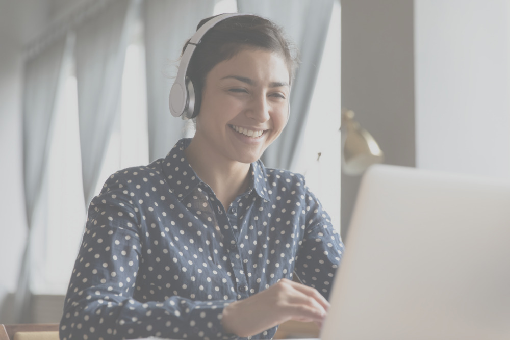 woman having an online meeting