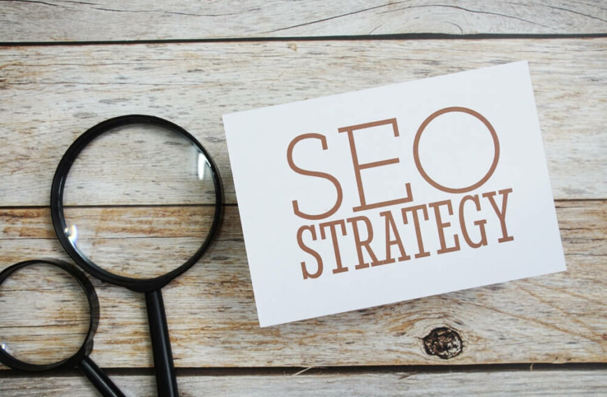 seo strategy on paper with magnifying glass