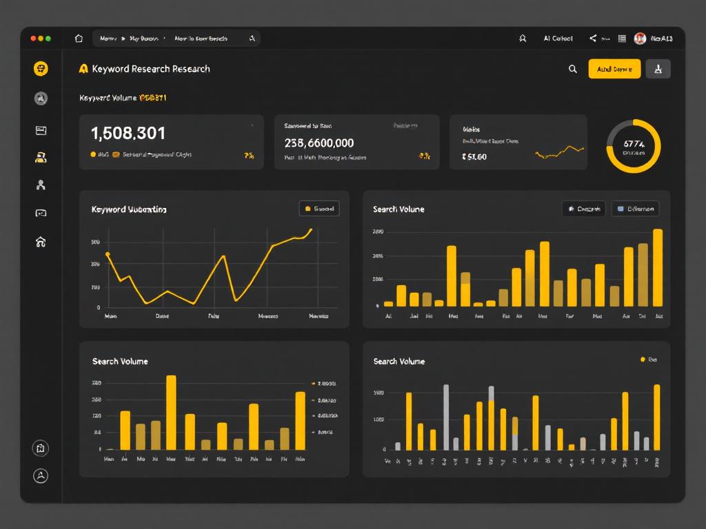 AI-powered keyword research dashboard with search volume data