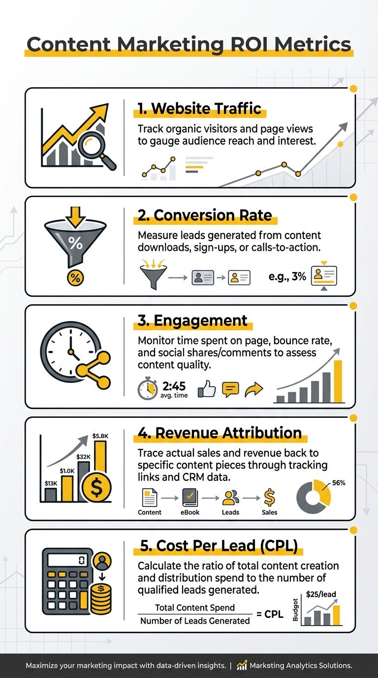 Content marketing ROI metrics infographic
