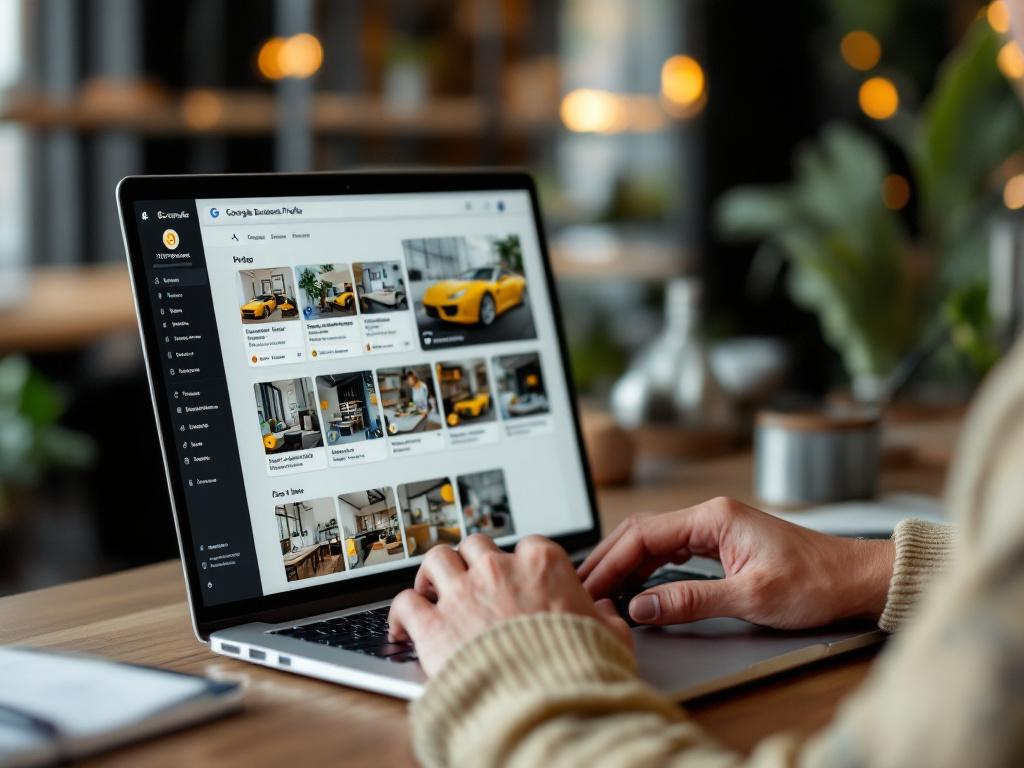 Managing Google Business Profile on laptop