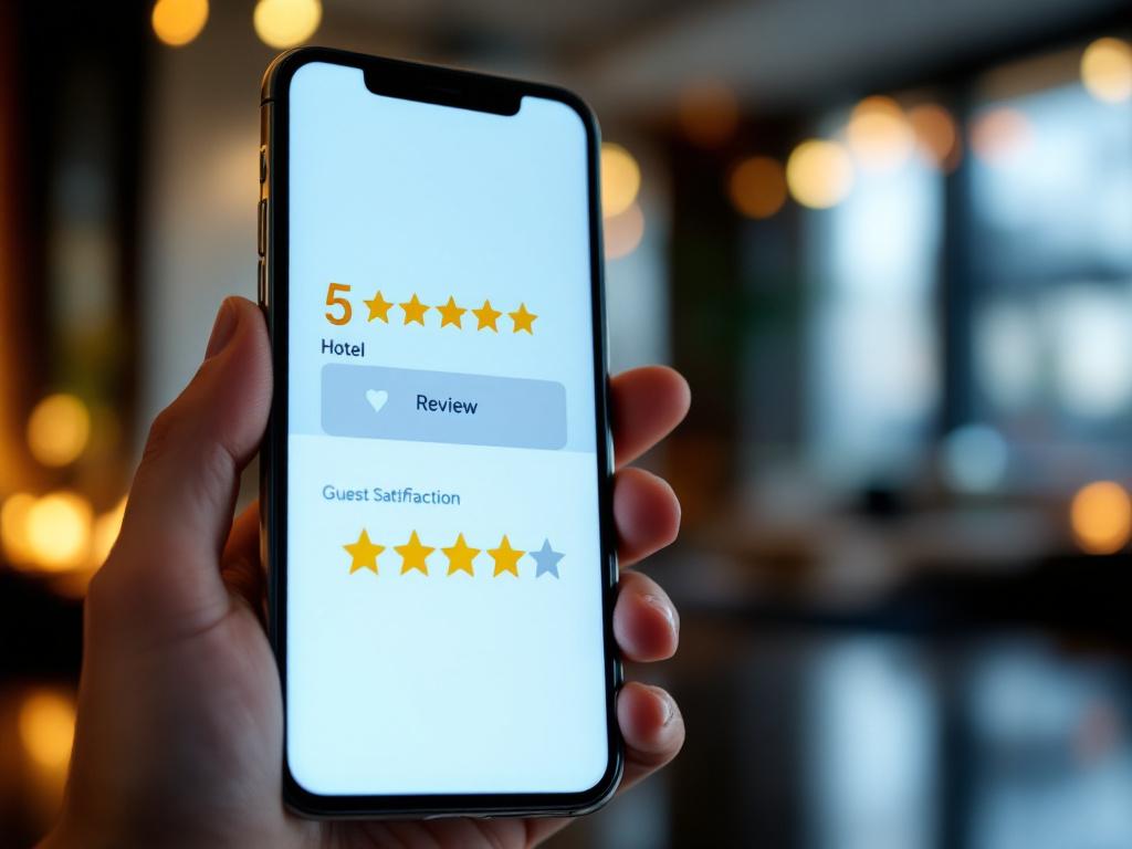 5-star hotel review rating on smartphone