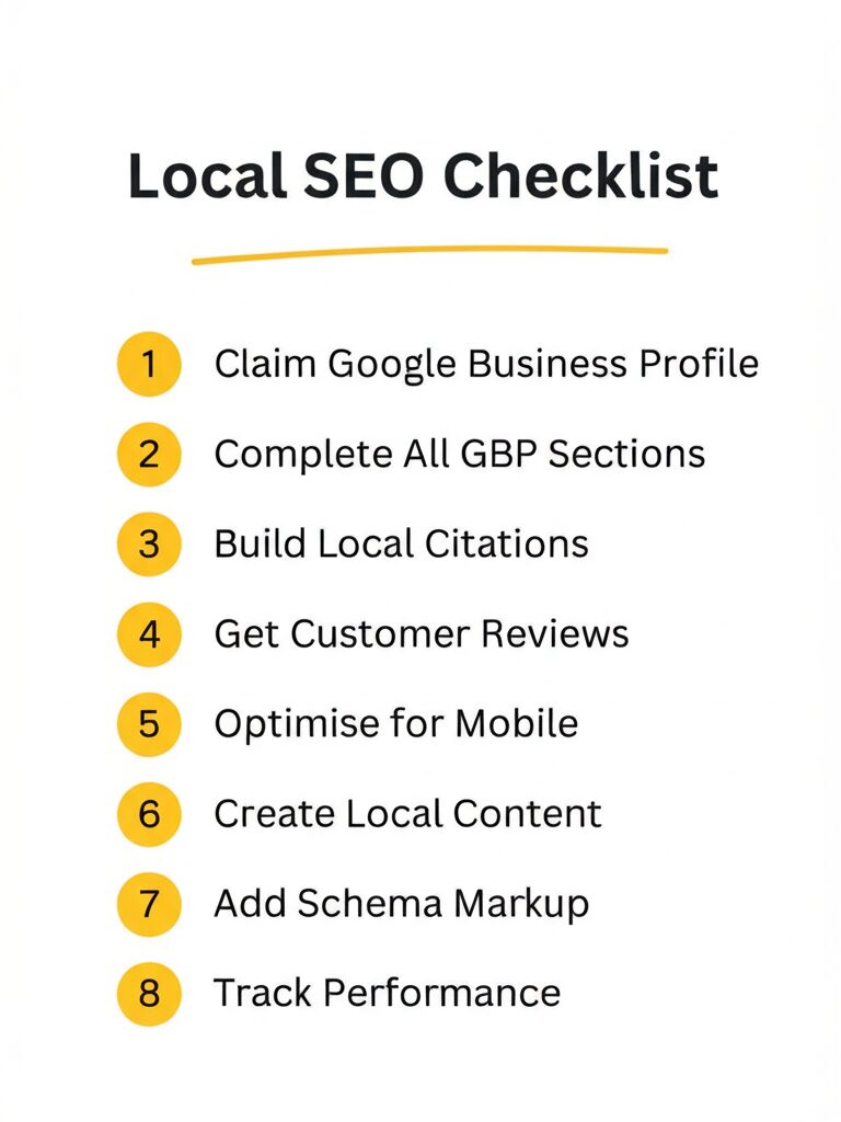 Local SEO Checklist Infographic - 8 essential steps