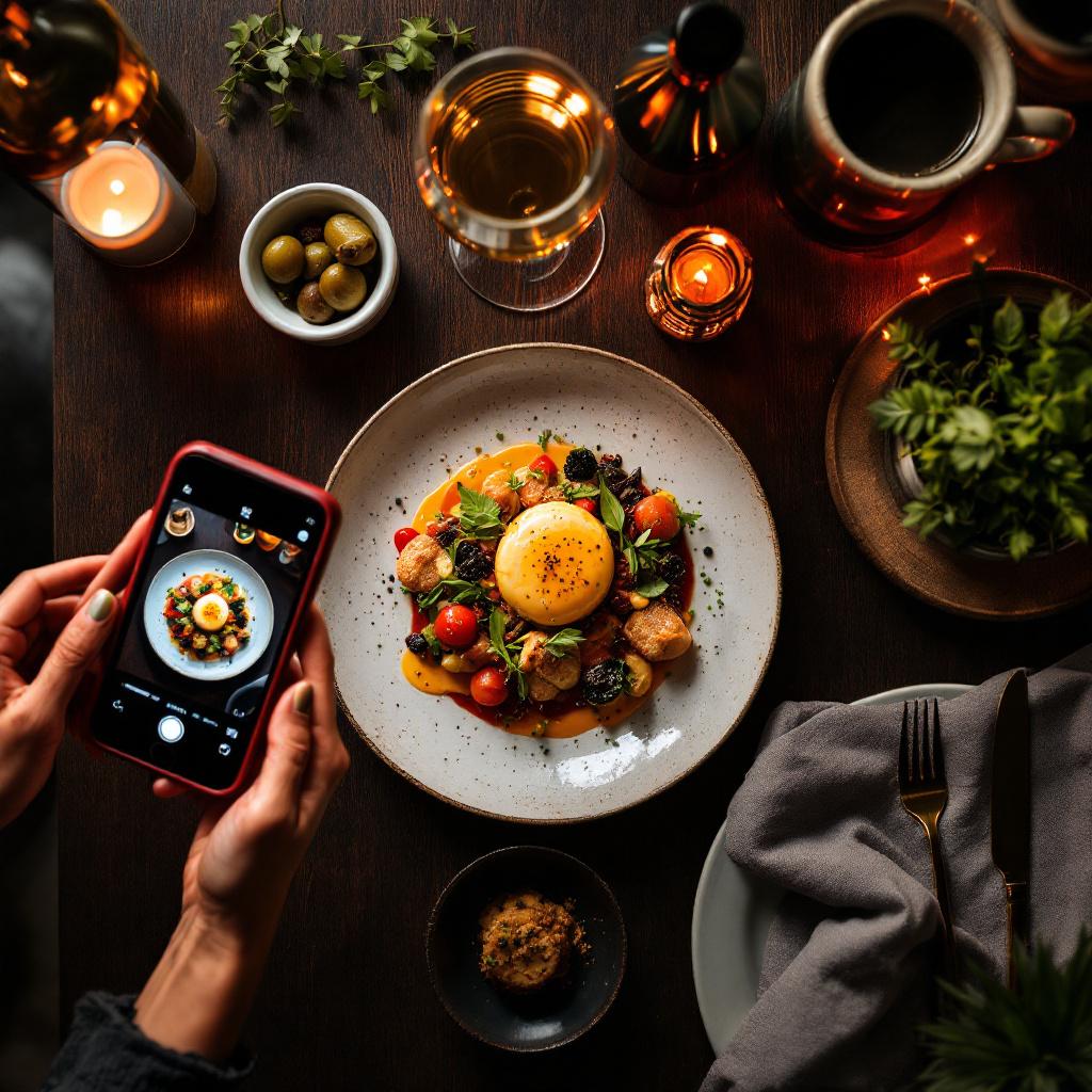 Food photography and customer reviews concept for restaurant SEO