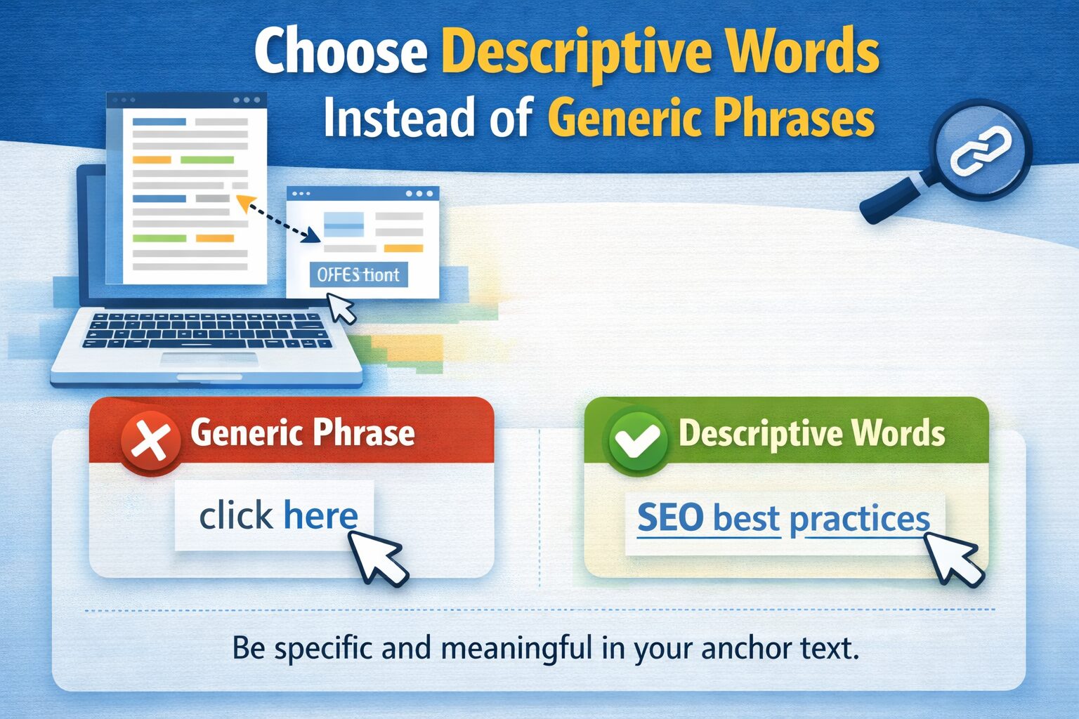 choose descriptive words instead of generic phrases