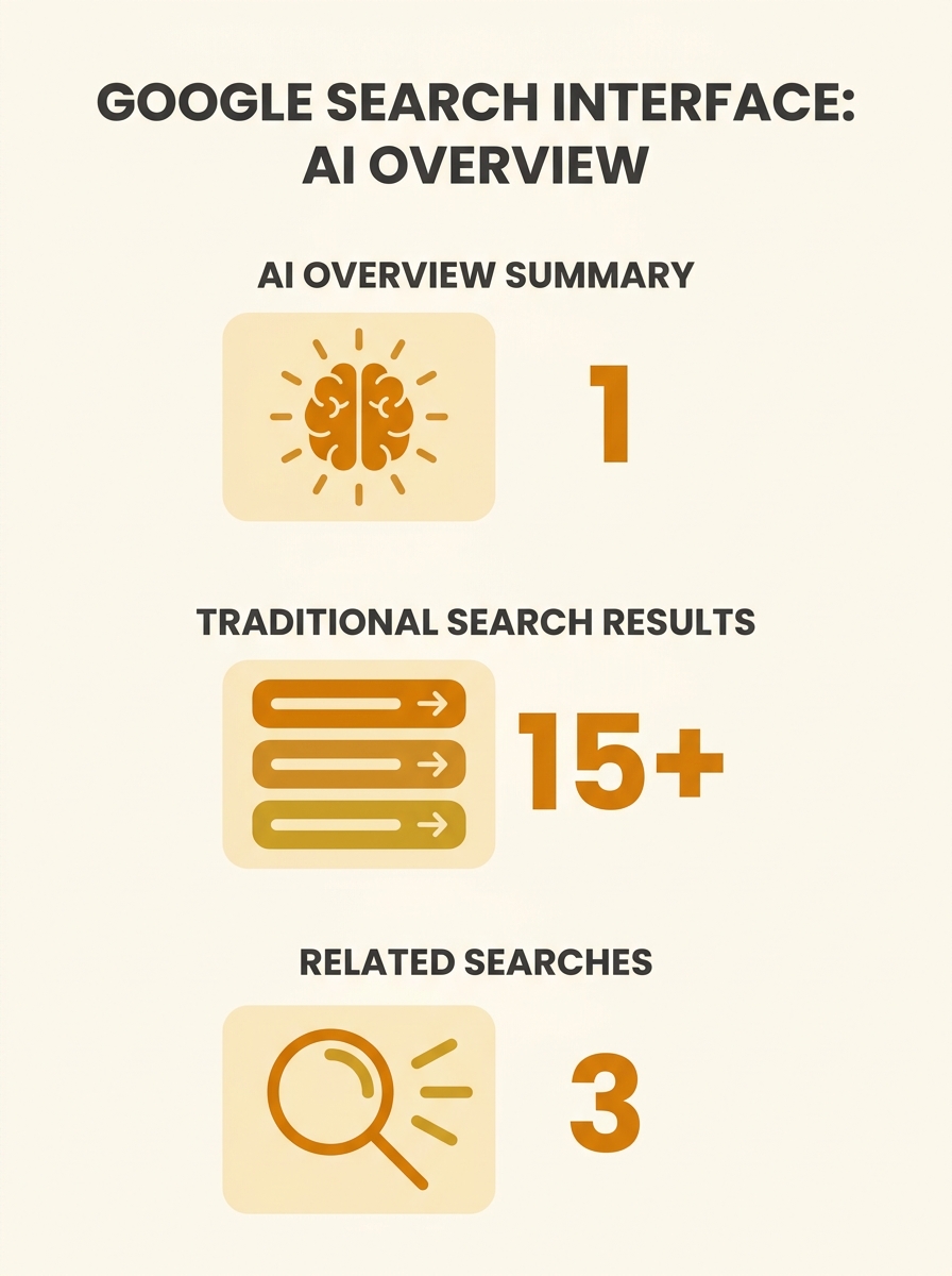 Google search interface showing AI Overview above traditional results