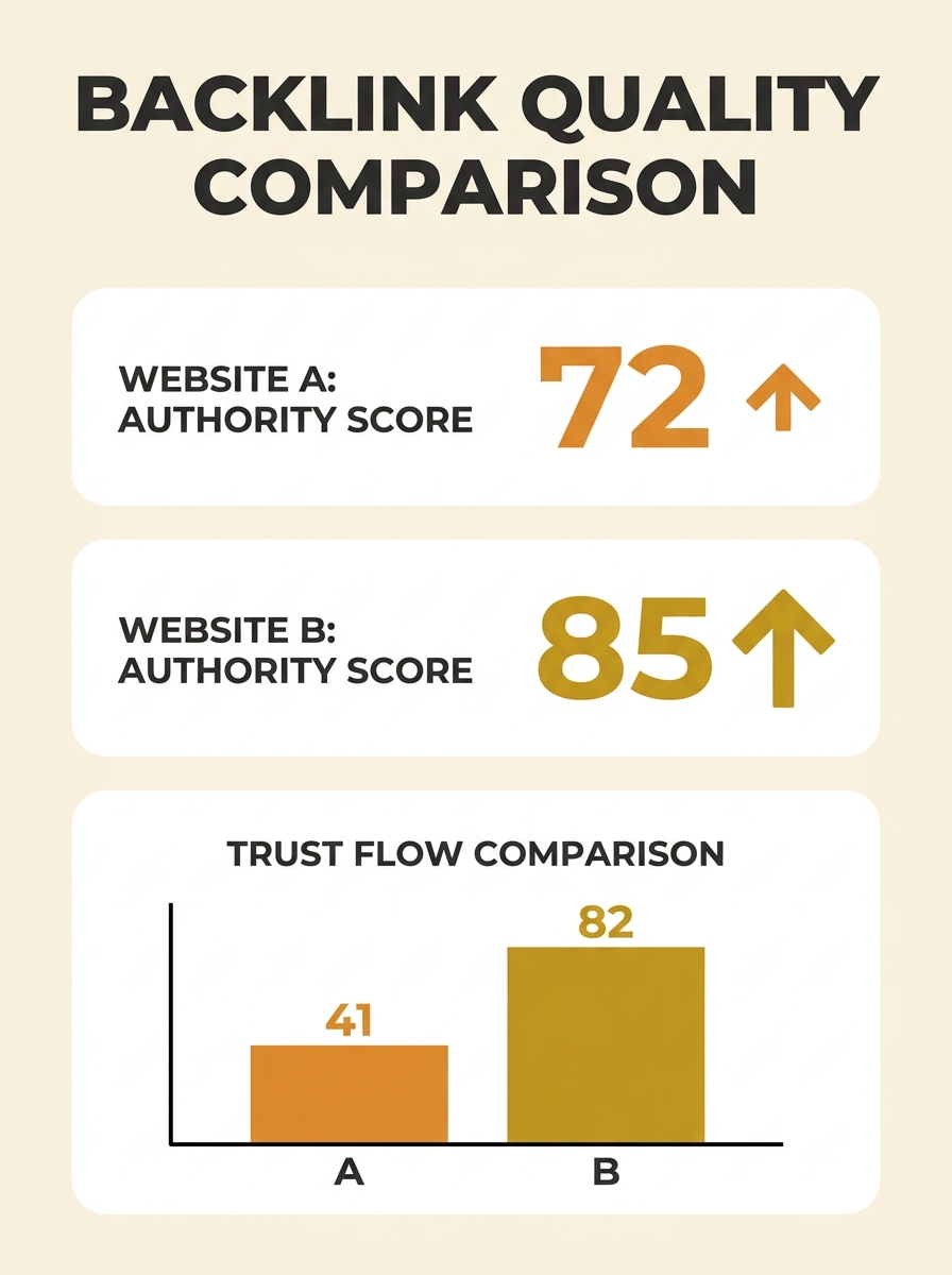 Graph showing backlink quality metrics comparison between two competing websites
